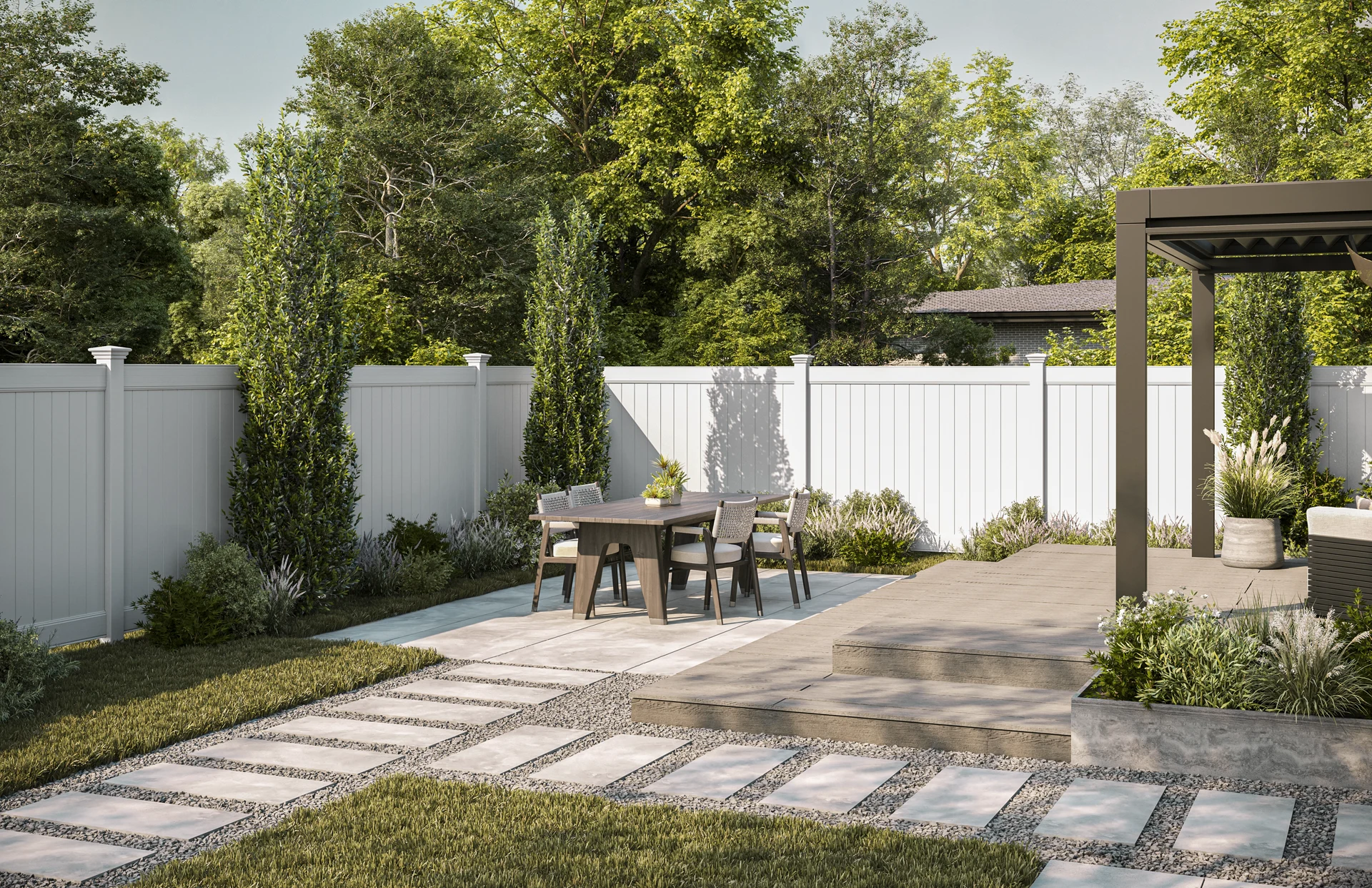 Vinyl Fence Installation project in Lee's Summit, MO by RKC Wood Care Pros