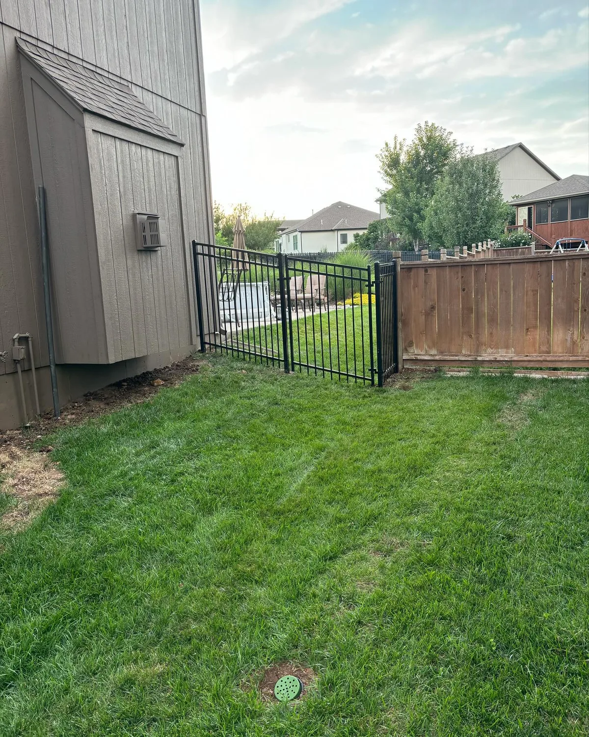 Short Black Aluminum Fence — Leawood, KS — detail view